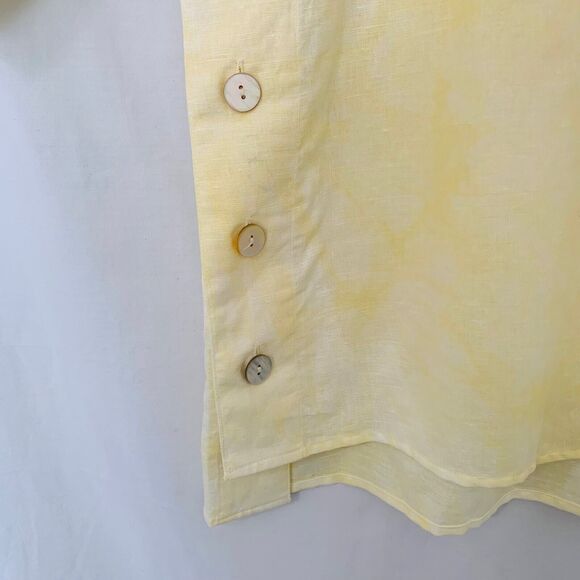 Tru Luxe Jeans Top Women Large Yellow TieDye Button Beach Comfy Linen Blend NWT - Picture 7 of 8